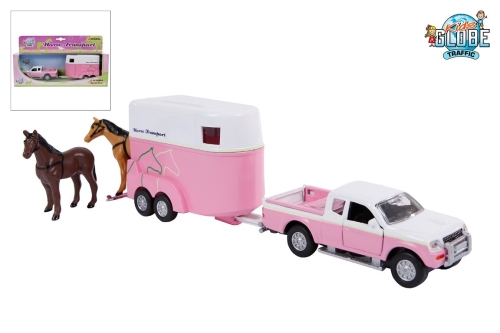 Kids Globe Mitsubishi con remolque para caballos Rosa